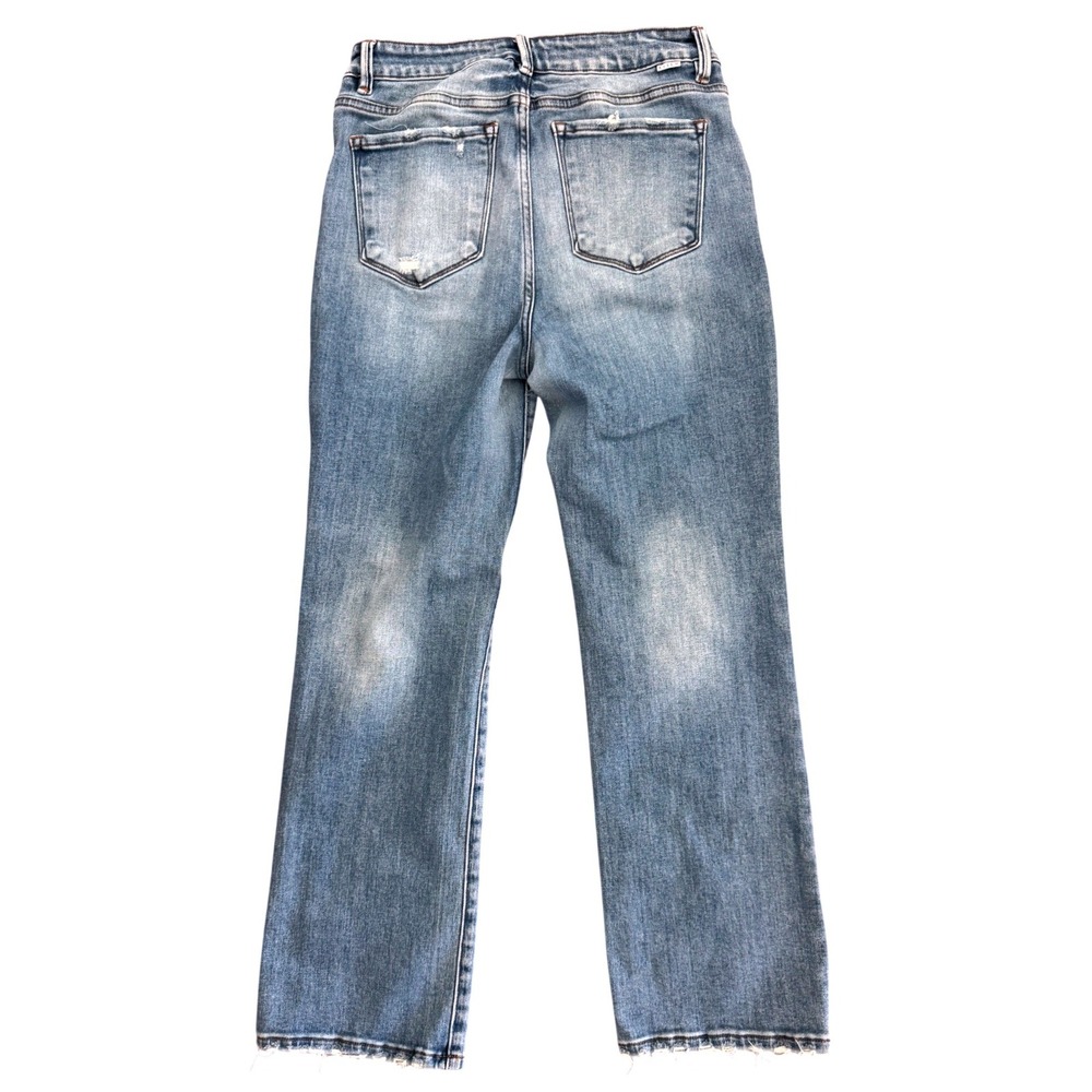 Risen Los Angeles Straight Leg Jeans Light Wash Frayed Hem Pants Size 13/31 - Picture 2 of 5